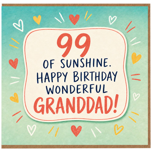 Grandad 99th Birthday Card, Happy Birthday Wonderful Granddad Card