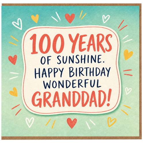Granddad 100th Birthday Card, Happy Birthday Wonderful Grandad Card