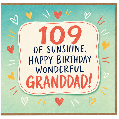 109th Birthday Card for Grandad, Happy Birthday Wonderful Granddad Card