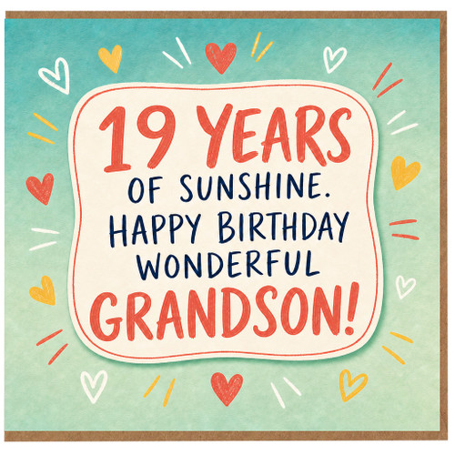 19th Birthday Card for Grandson, Happy Birthday Wonderful Grandson Card