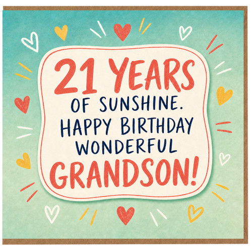 Grandson 21st Birthday Card - 21 Years of Sunshine Happy Birthday Wonderful Grandson