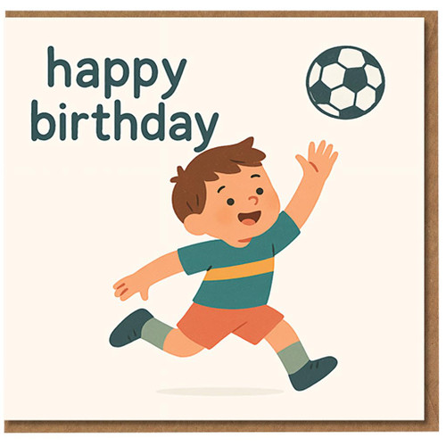 Happy Birthday Football Card for Boys - Cute Kids Card with Football Boy Illustration, Perfect for Young Footy Fans