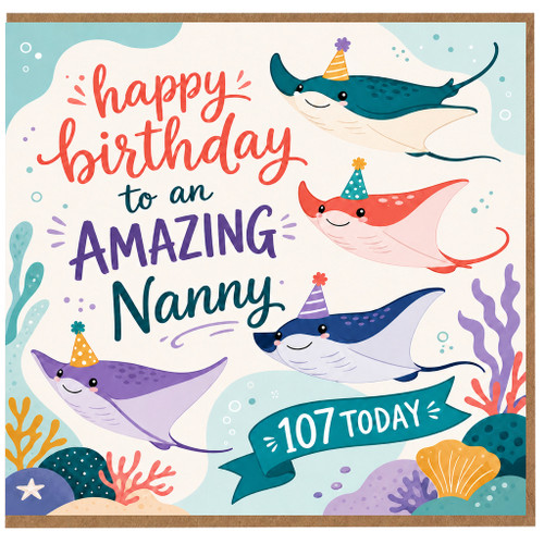 Nanny 107th Birthday Card, Happy Birthday to an Amazing Nanny Card