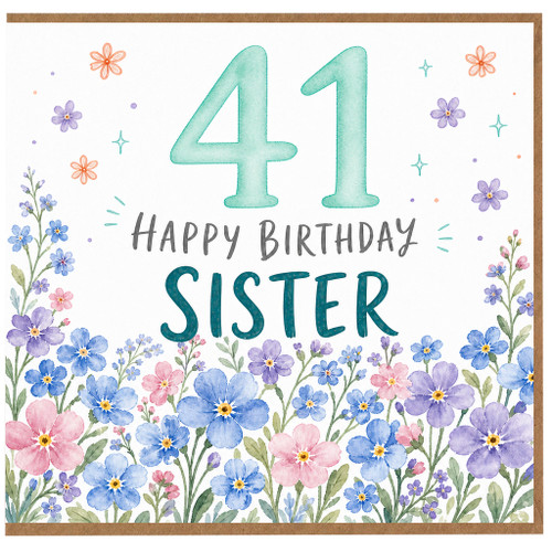 41st Birthday Card for Sister, Floral Happy Birthday Card