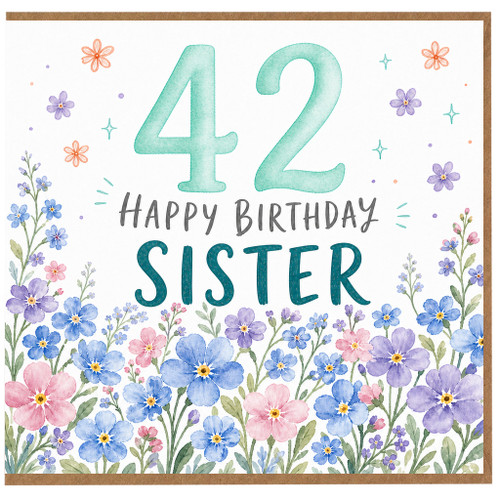 42nd Birthday Card for Sister, Happy Birthday Floral Card
