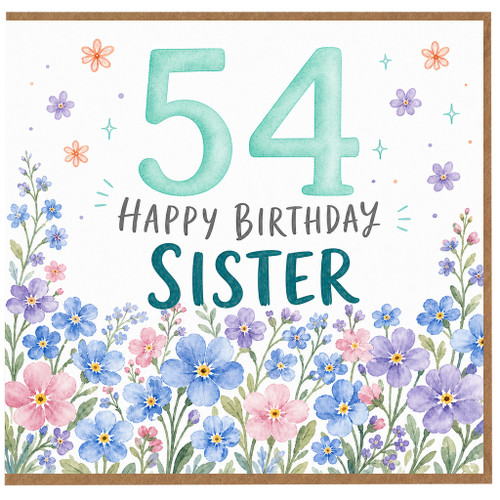 54th Birthday Sister Card, Floral Happy Birthday Card