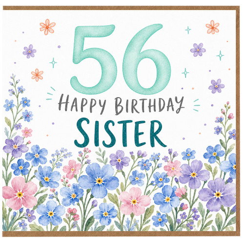 56th Birthday Card for Sister, Floral Happy Birthday Card