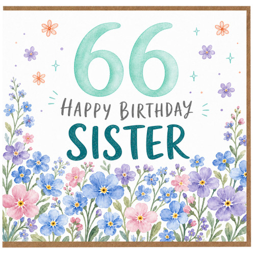 66th Birthday Card for Sister, Happy Birthday Floral Sister Card