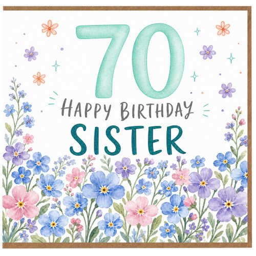 70th Birthday Card for Sister, Floral Happy Birthday Card