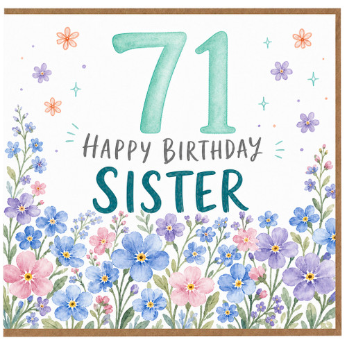 71st Birthday Sister Card, Floral Happy Birthday Card