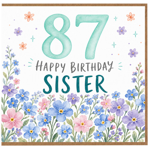 87th Birthday Sister Card, Happy Birthday Sister Floral Card