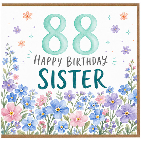 88th Birthday Card for Sister, Floral Happy Birthday Card