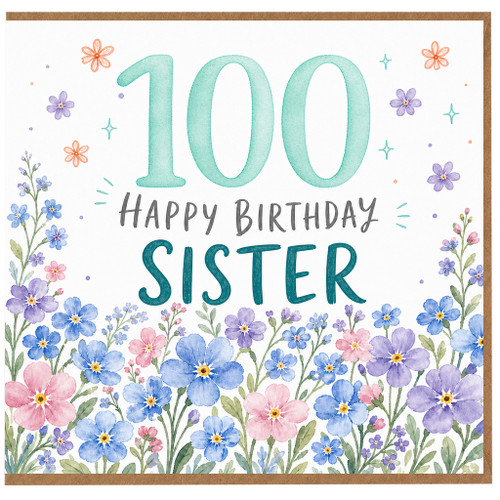 100th Birthday Sister Card, Floral Happy Birthday Card for Sister