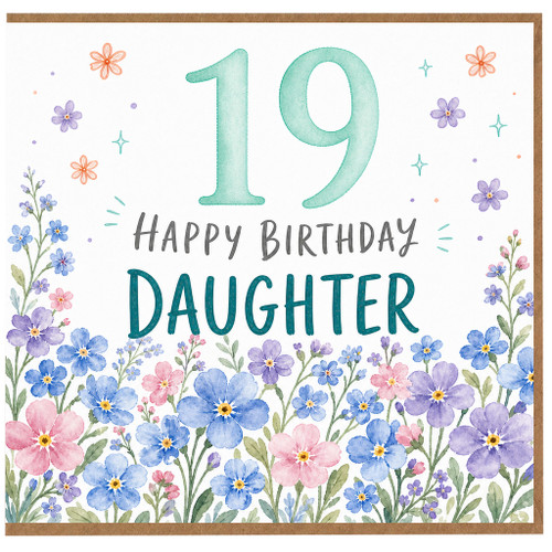 19th Birthday Card for Daughter, Happy Birthday Floral Card