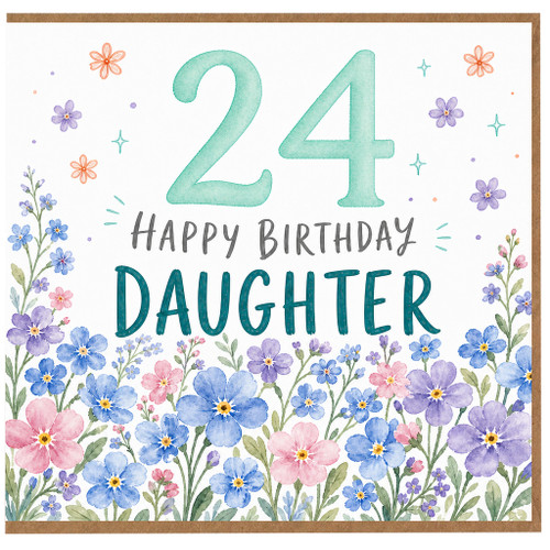 24th Birthday Card for Daughter, Happy Birthday Floral Card