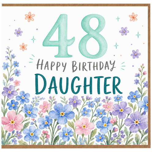 48th Birthday Card for Daughter, Floral Happy Birthday Card