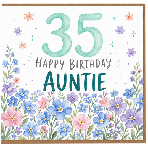 35th Birthday Auntie Card, Floral Happy Birthday Card for Auntie