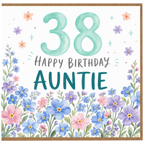 38th Birthday Auntie Card, Floral Happy Birthday Card