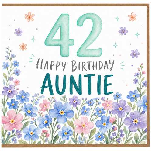 42nd Birthday Card for Auntie, Floral Happy Birthday Card