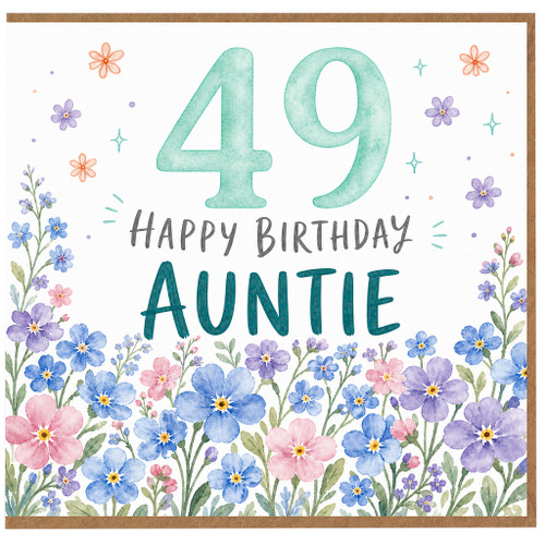 49th Birthday Card for Auntie, Happy Birthday Floral Card