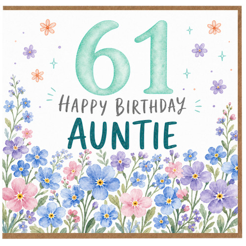 61st Birthday Card for Auntie, Happy Birthday Floral Card