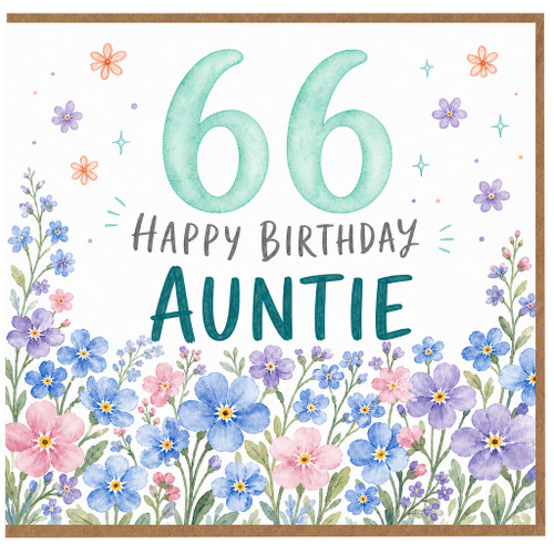 66th Birthday Card for Auntie, Floral Happy Birthday Card