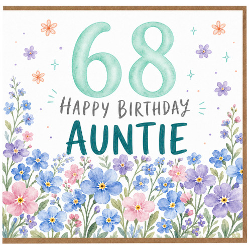 68th Birthday Card for Auntie, Happy Birthday Floral Card