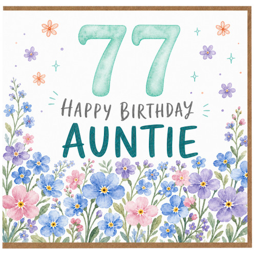 77th Birthday Card for Auntie, Happy Birthday Floral Auntie Card
