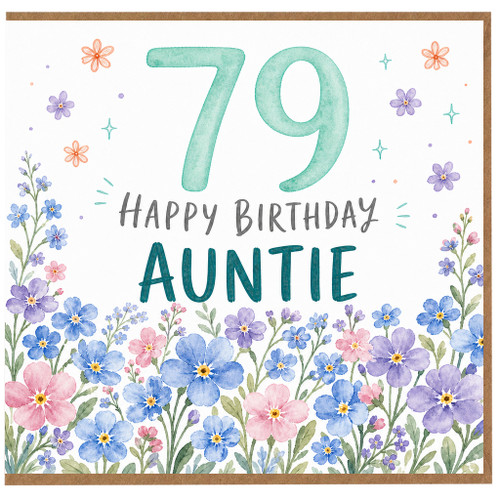79th Birthday Card for Auntie, Happy Birthday Floral Card