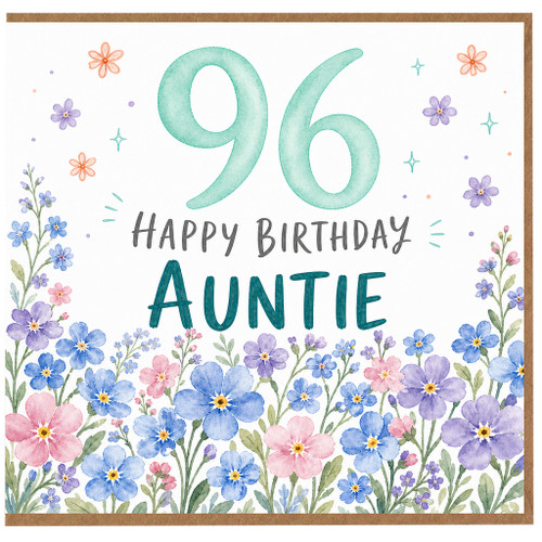 96th Birthday Card for Auntie, Happy Birthday Floral Card