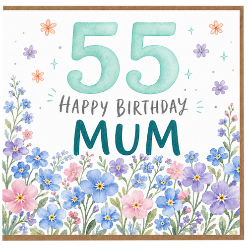 55th Birthday Card for Mum, Happy Birthday Floral Card
