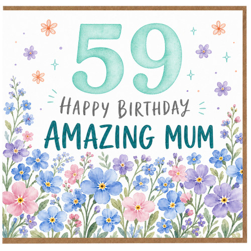 59th Birthday Card for Mum, Happy Birthday Amazing Mum Floral Card