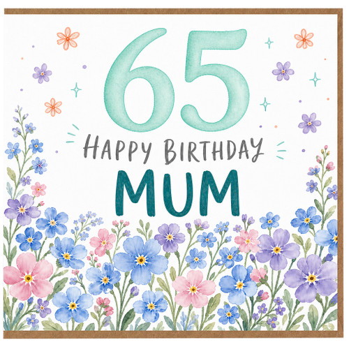 65th Birthday Card for Mum, Floral Happy Birthday Mum Card