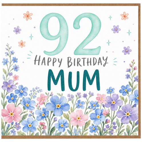 92nd Birthday Mum Card, Floral Happy Birthday Card for Mum