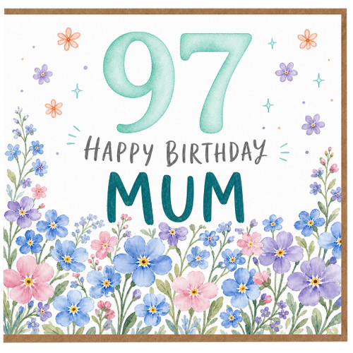 97th Birthday Card for Mum, Floral Happy Birthday Card