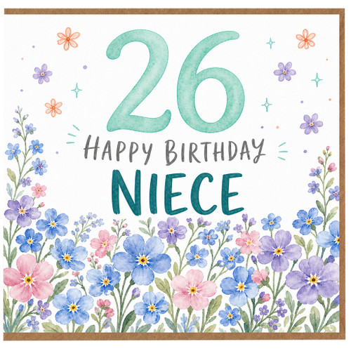 26th Birthday Card for Niece, Floral Happy Birthday Card