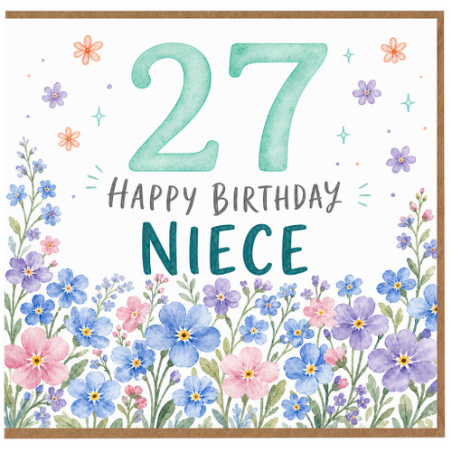 27th Birthday Niece Card, Floral Happy Birthday Card for Niece