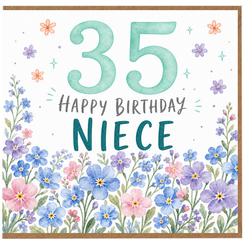 35th Birthday Card for Niece, Floral Happy Birthday Card