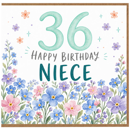 36th Birthday Card for Niece, Floral Happy Birthday Card