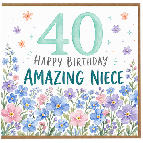 40th Birthday Card for Amazing Niece, Floral Happy Birthday Card