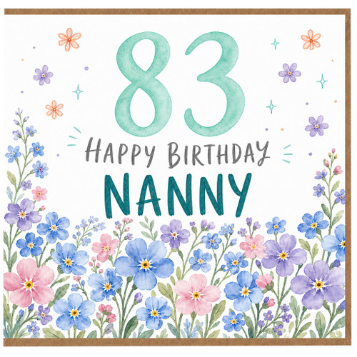 Nanny 83rd Birthday Card, Happy Birthday Floral Card