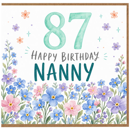 Nanny 87th Birthday Card, Happy Birthday Floral Card