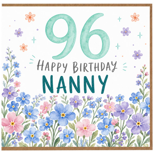 Nanny 96th Birthday Card, Happy Birthday Floral Card