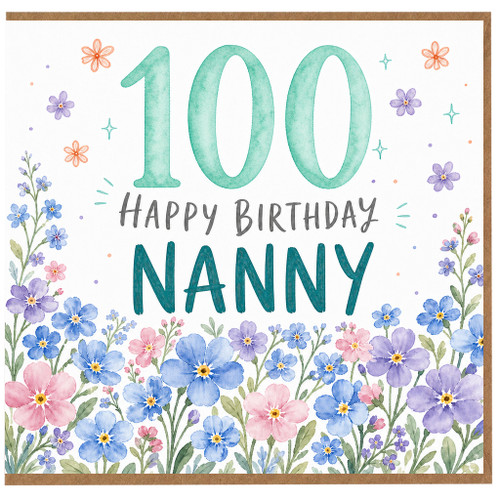 Nanny 100th Birthday Card, Happy Birthday Floral Card