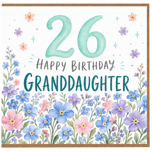 26th Birthday Card for Granddaughter, Happy Birthday Floral Card