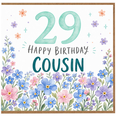 29th Birthday Card for Cousin Floral Happy Birthday Card