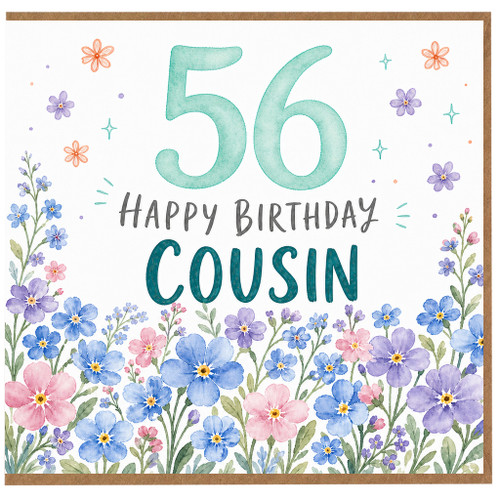 56th Birthday Card for Cousin, Floral Happy Birthday Card