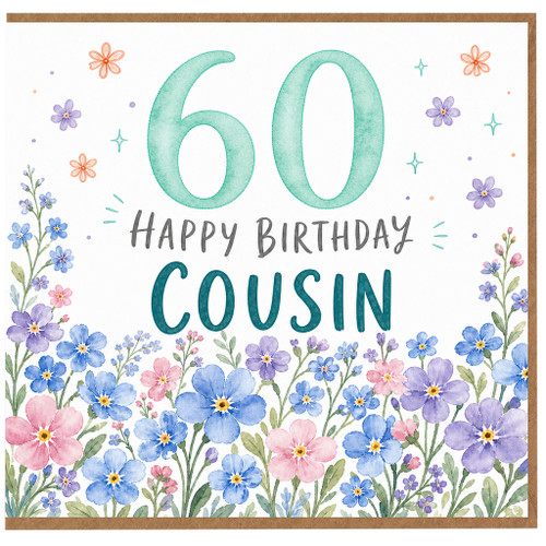 60th Birthday Cousin Card, Happy Birthday Floral Card for Cousin