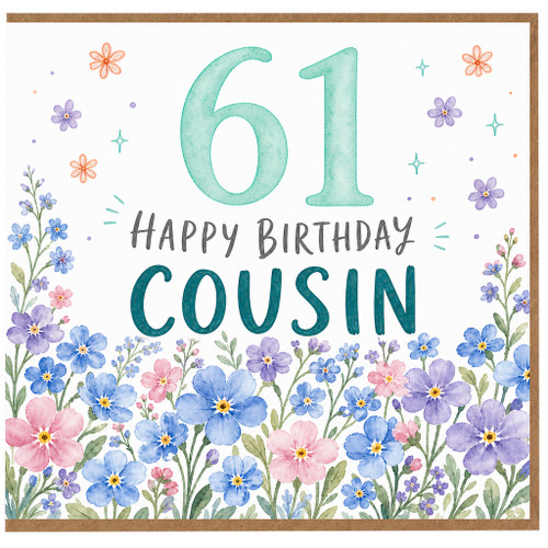 61st Birthday Cousin Card, Floral Happy Birthday Card