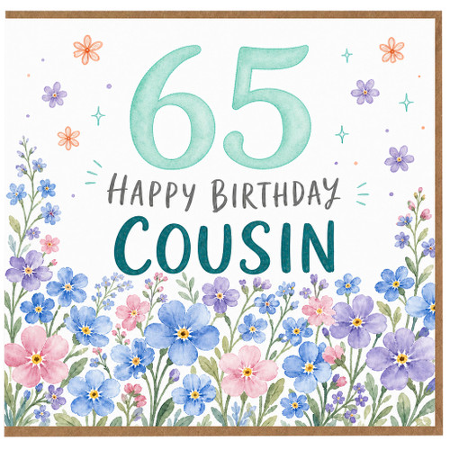 65th Birthday Card for Cousin, Happy Birthday Floral Card